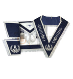 Master Mason Apron Hand Embroidery Apron Gauntlet and Collar Set Navy