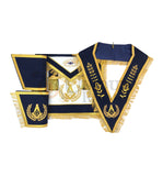 Master Mason Apron Hand Embroidery Apron Gauntlet and Collar Set Navy