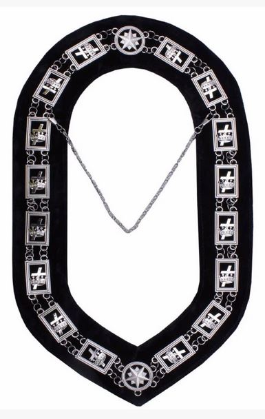 Knights Templar - Masonic Chain Collar - Gold/Silver on Black + Free Case