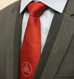 Masonic Royal Arch Red Silk Tie with embroided Logo RA Regalia - Unique_Regalia