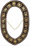 Knights Templar - Masonic Rhinestones Chain Collar - Gold/Silver on Black + Free Case