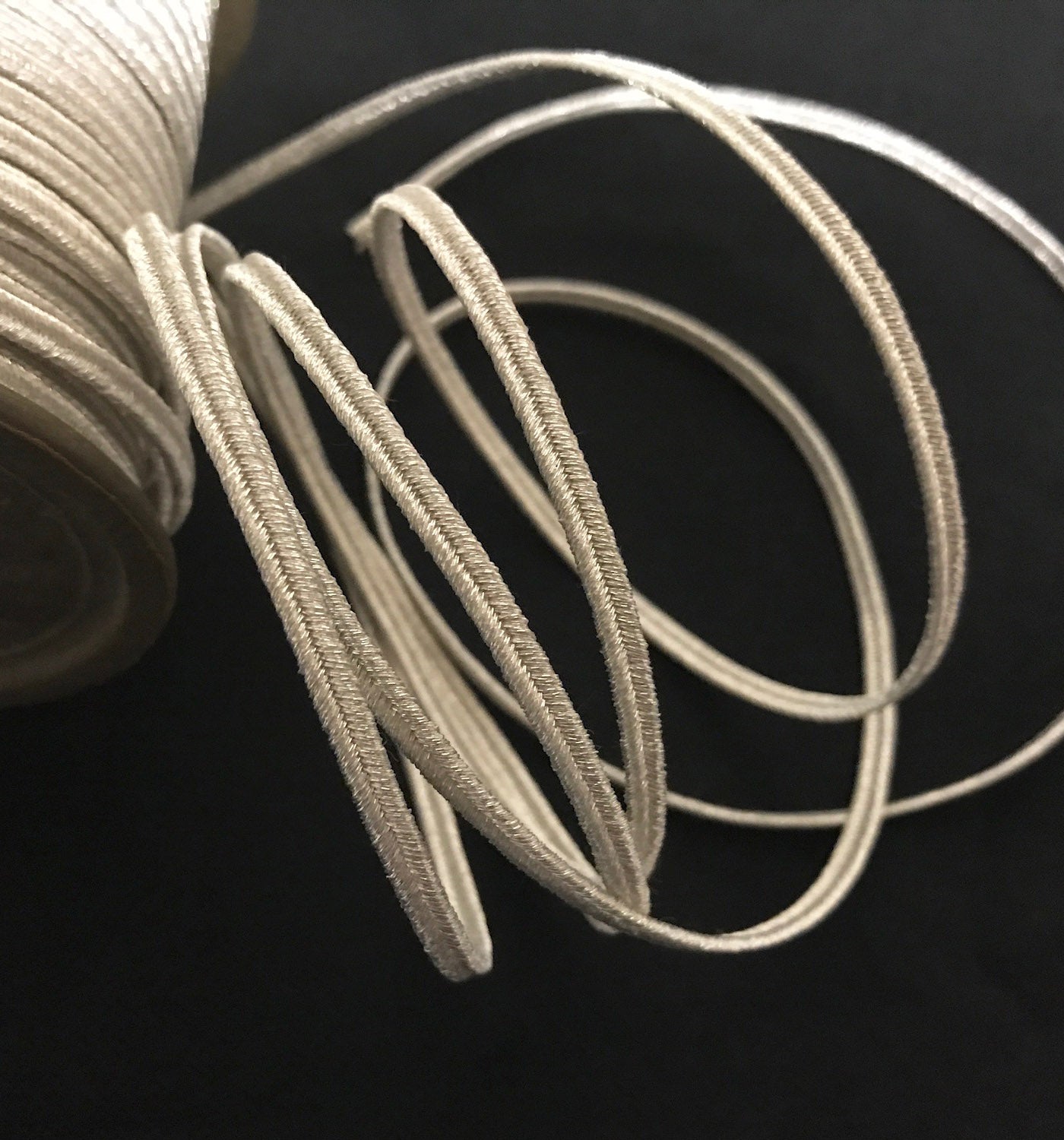 Masonic Silver or gold Mylar Russian cord, braid SOUTACHE 5Mtr 4mm _Unique_Regalia