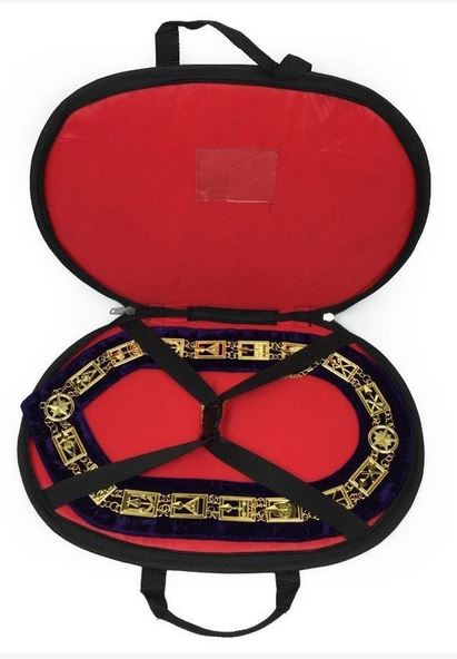 Knights Templar - Masonic Rhinestones Chain Collar - Gold/Silver on Black + Free Case