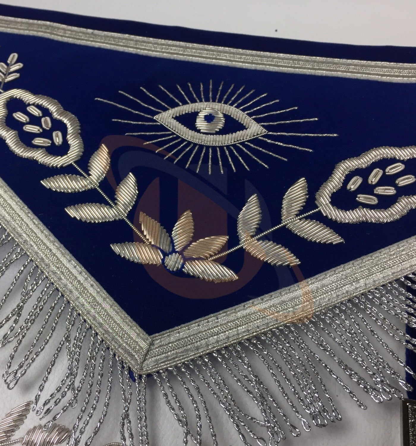 Masonic Blue Lodge Past Master Silver Handmade Embroidery Apron - kitchcutlery
 - 3
