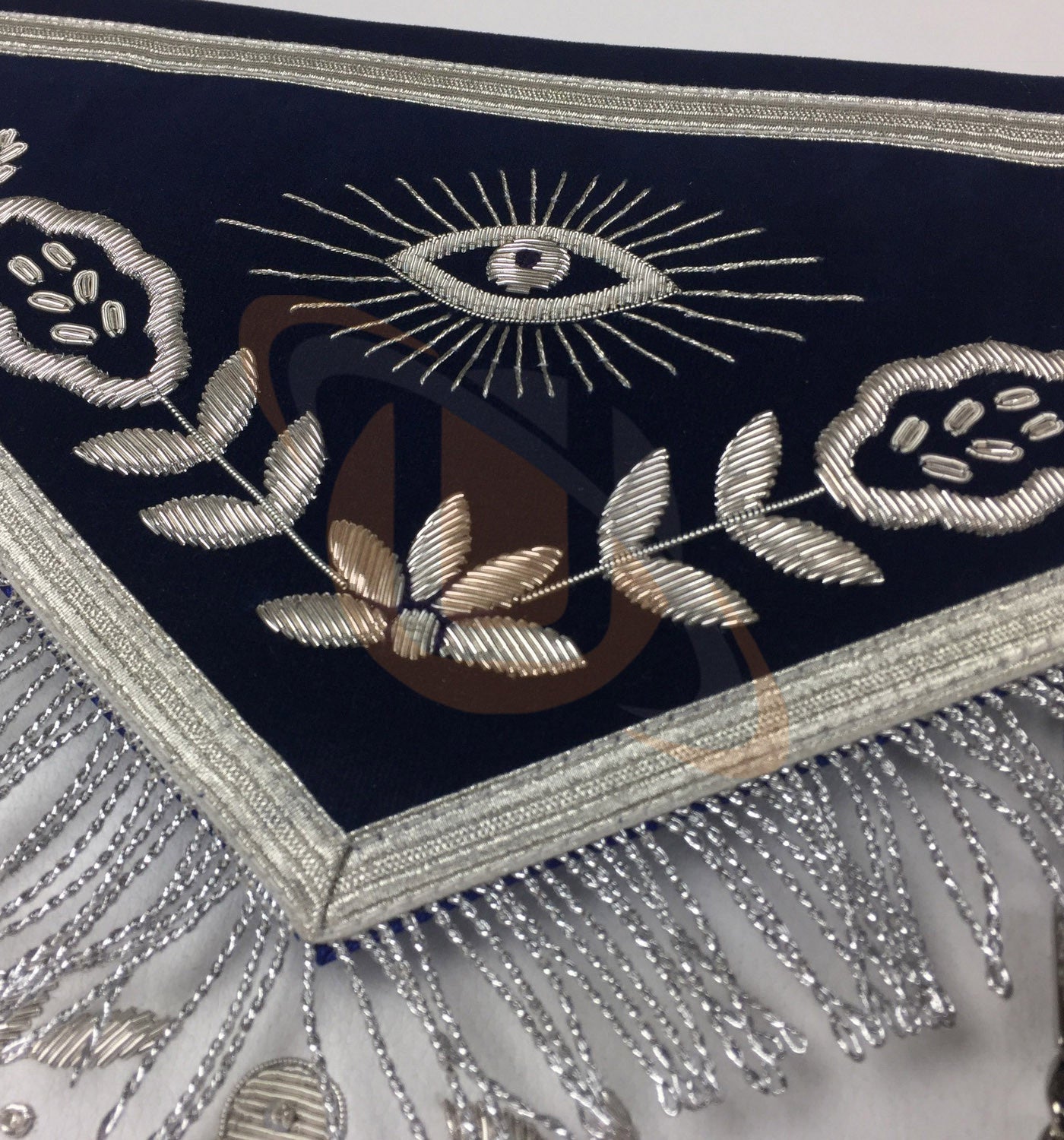 Masonic Blue Lodge Past Master Silver Handmade Embroidery Apron Navy - kitchcutlery
 - 3