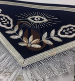 Masonic Blue Lodge Past Master Silver Handmade Embroidery Apron Navy - kitchcutlery
 - 3