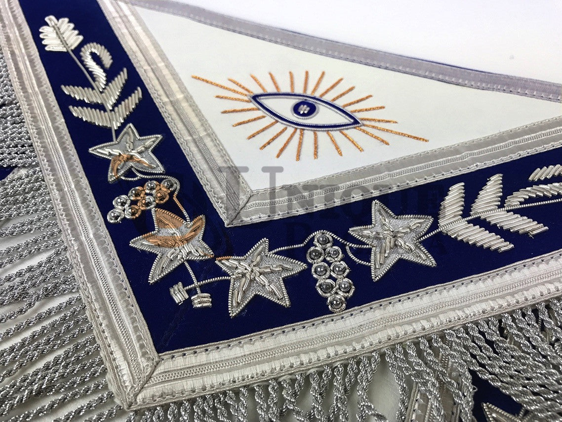 Masonic Grand Lodge Past Master Apron Gold & Silver Hand Embroidery Apron