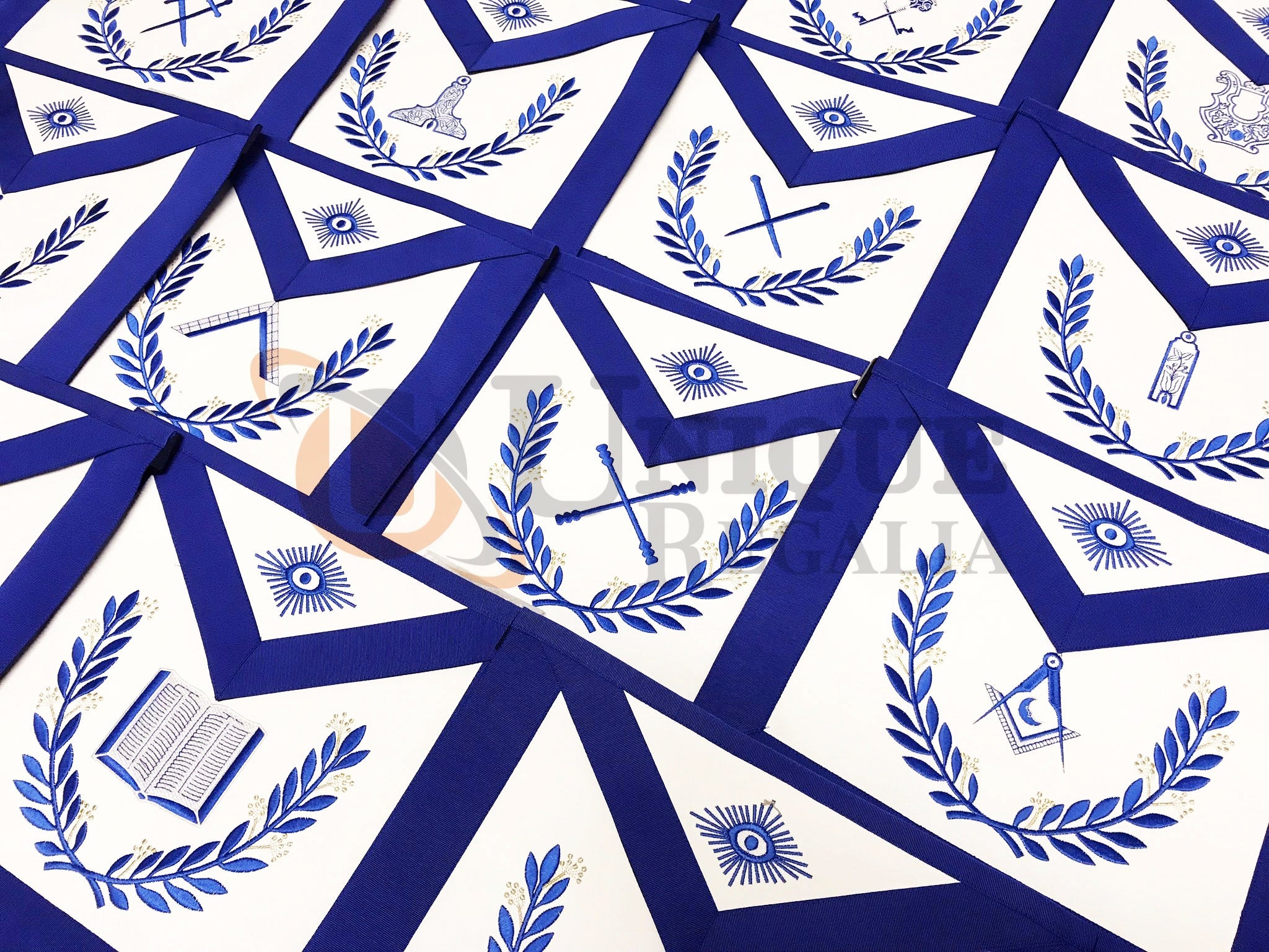 Masonic Blue Lodge Officers Aprons- Set of 15 Aprons
