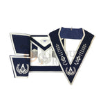 Master Mason Apron Hand Embroidery Apron Gauntlet and Collar Set Navy