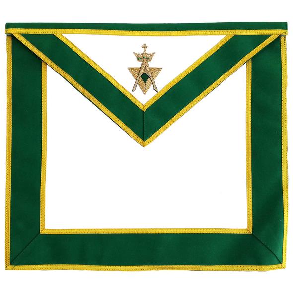 Allied_Masonic_Degree_AMD_Past_Sovereign_Master_Apron_Hand_Embroidered_Green_Motif Unique Regalia