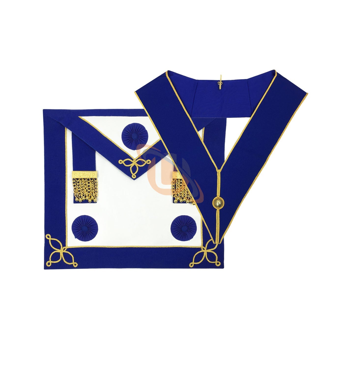 Craft Provincial Undress Apron with blue Rosettes and Collar Set Unique Regalia