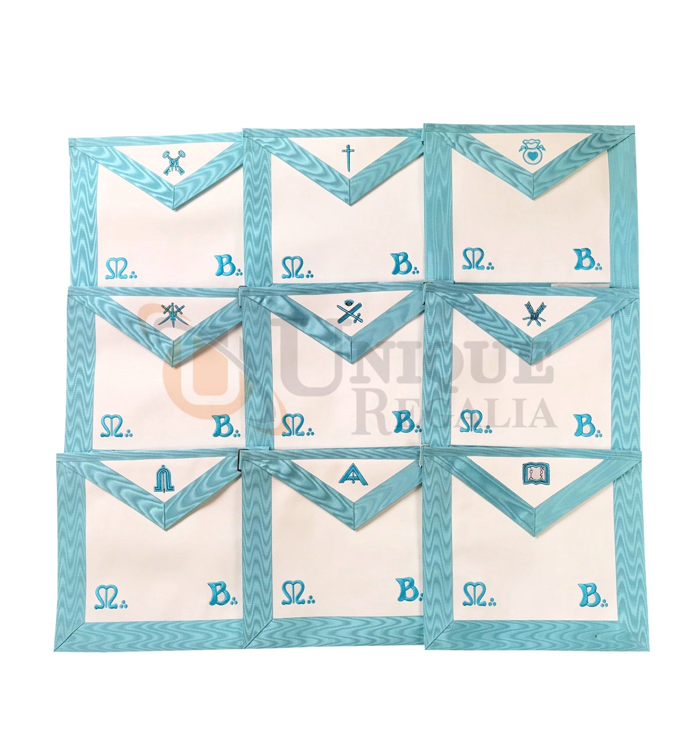 French Rite Officers Apron Set of 9