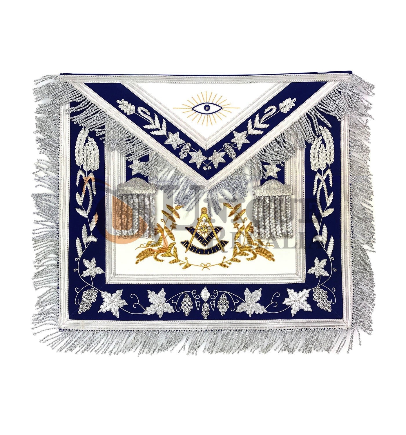 Masonic Grand Lodge Past Master Apron Gold & Silver Hand Embroidery Apron