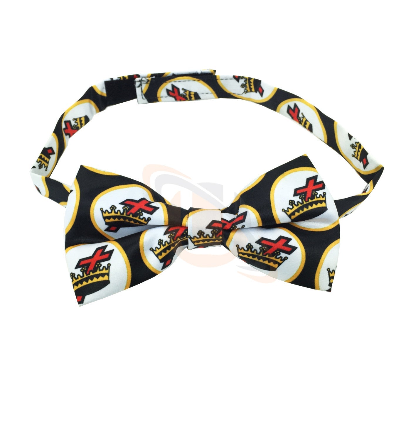 High Quality 100% Silk Masonic Knight Templar Bow Tie Black & White Unique_Regalia