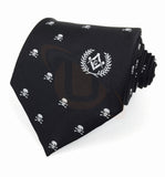Masonic Regalia Freemason Tie with Skull bone and GSquare Comapass _unique Regalia