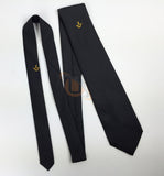 Masonic Regalia Masons Black Silk Tie with Gold  embroided Square Compass Logo_Unique Regalia