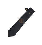 Masonic Regalia Masons Black Silk Tie with Gold  embroided Square Compass Logo_Unique Regalia