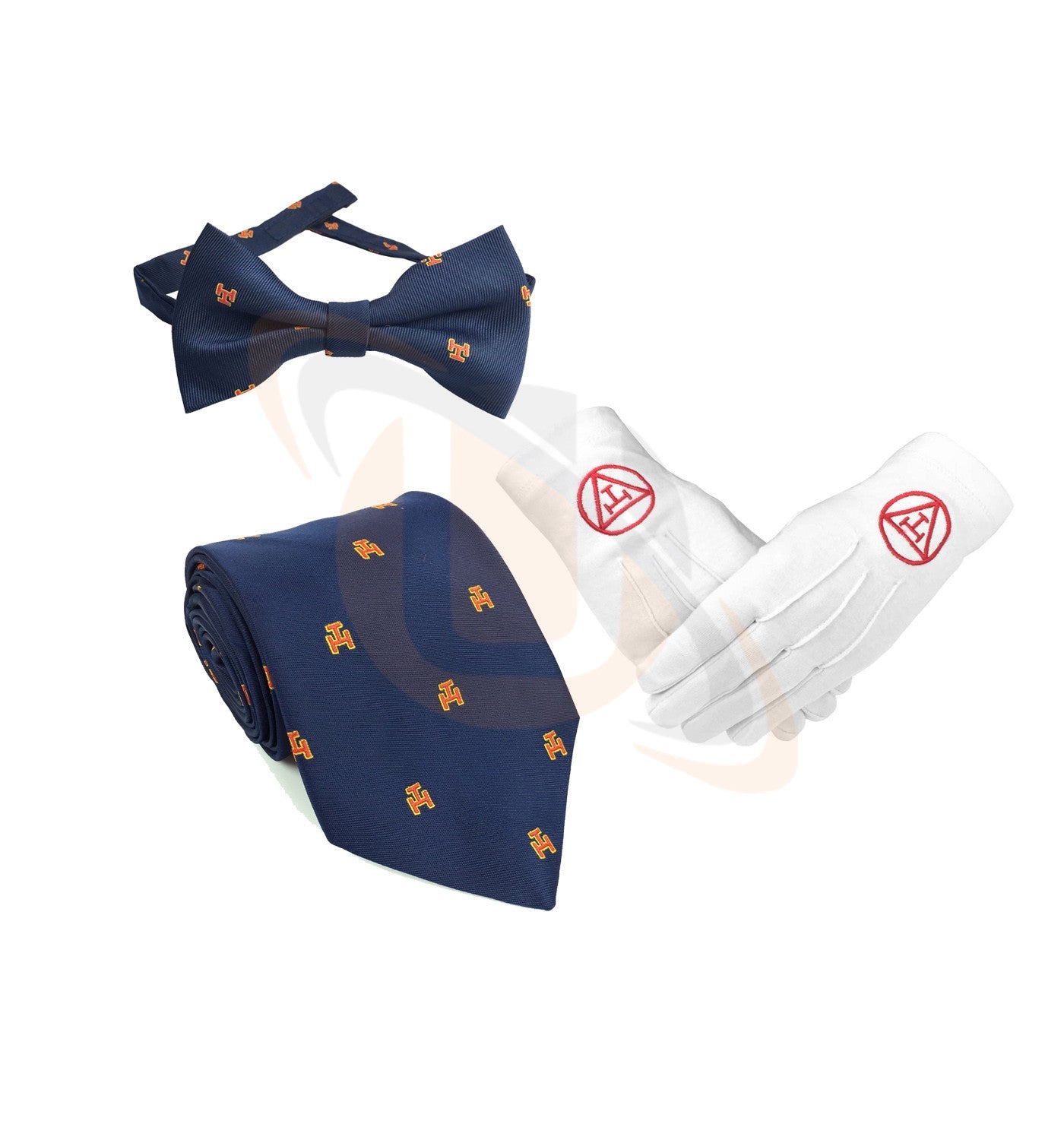 Masonic Regalia Royal Arch Necktie Bow Tie and 100% white Cotton Gloves - Unique Regalia