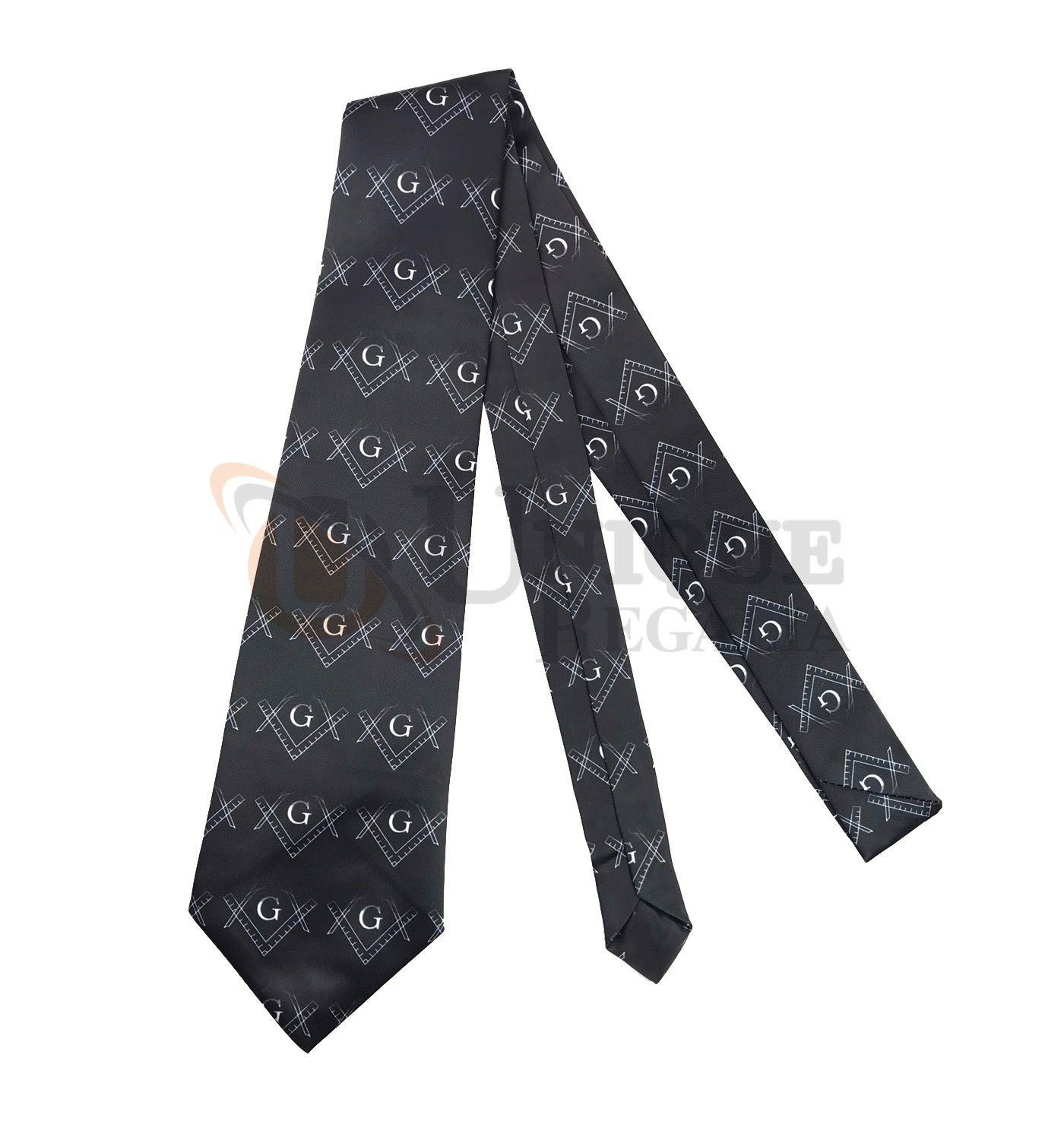 Masonic Sqaure compass and G Black Necktie Unique_Regalia