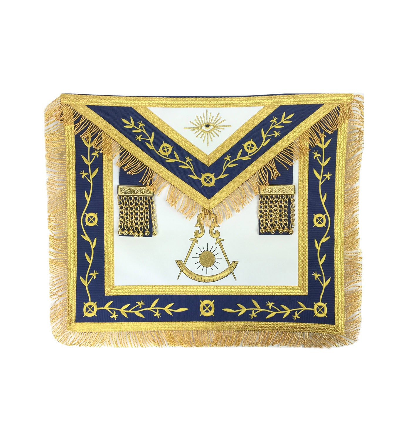 Masonic Blue Lodge Past Master Gold Machine Embroidery Apron - kitchcutlery
 - 1