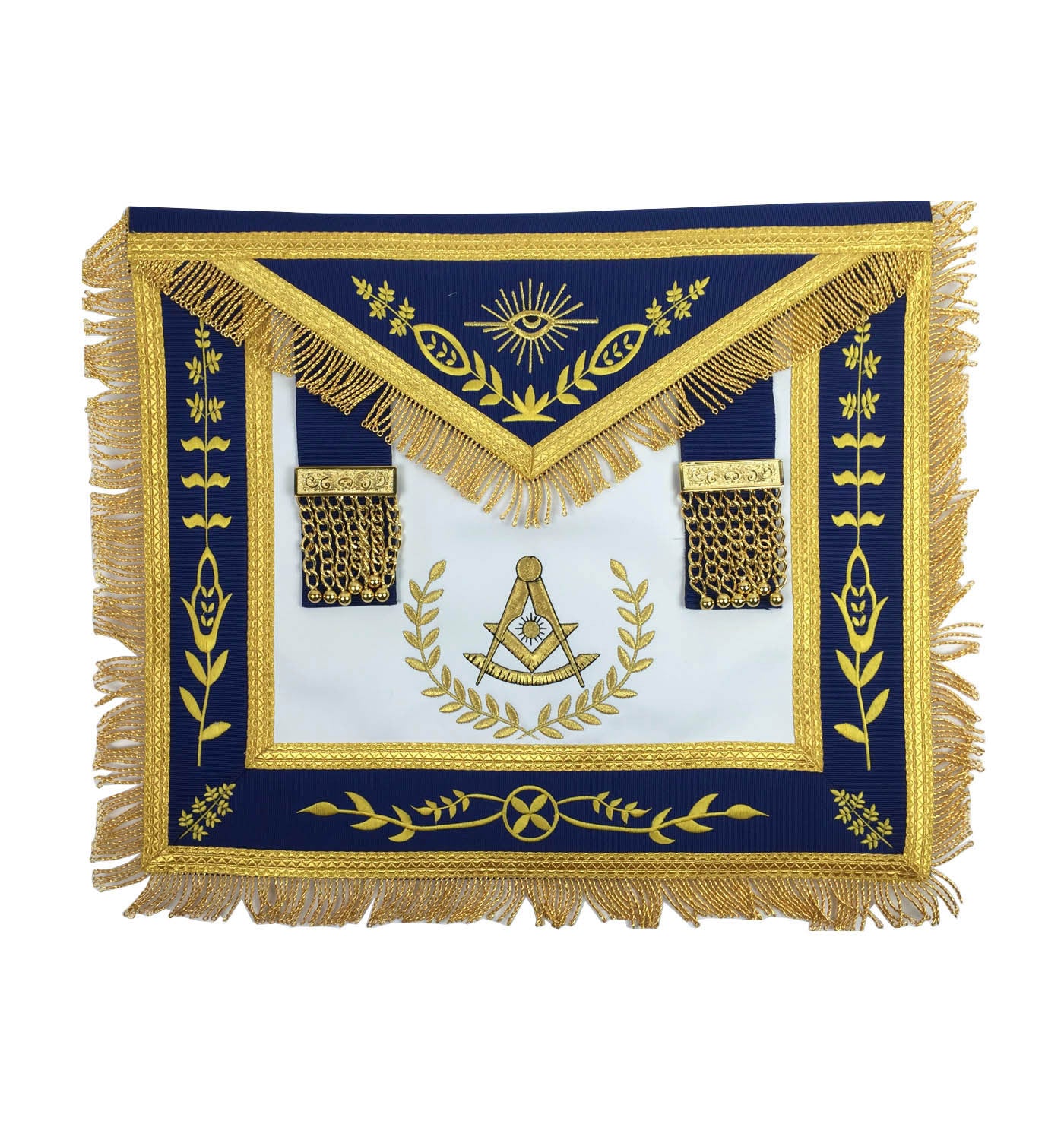 Masonic Blue Lodge Past Master Gold Machine Embroidery Freemasons Apron - kitchcutlery
 - 1