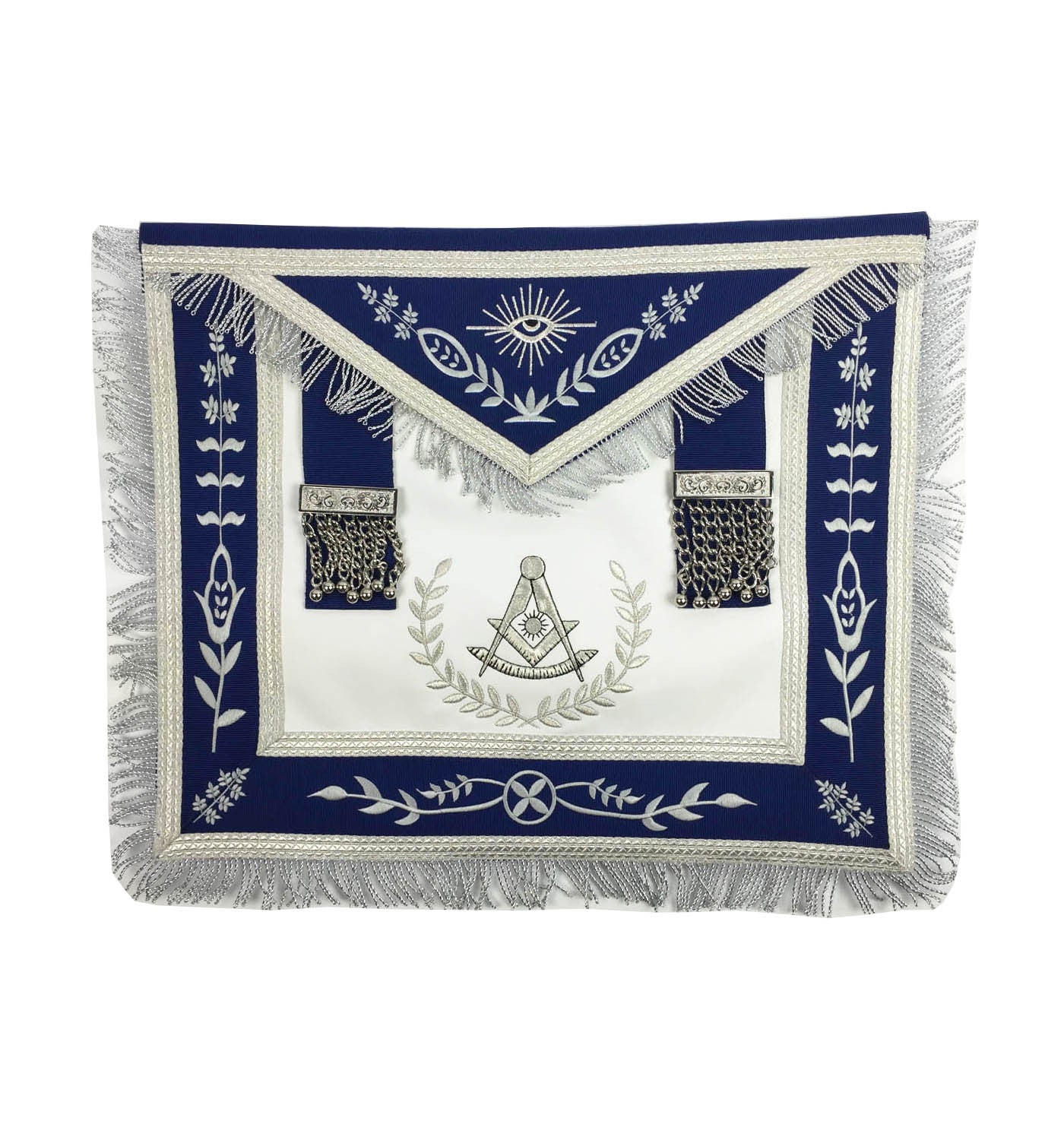 Masonic Blue Lodge Past Master Silver Machine Embroidery Freemasons Apron - kitchcutlery
 - 1