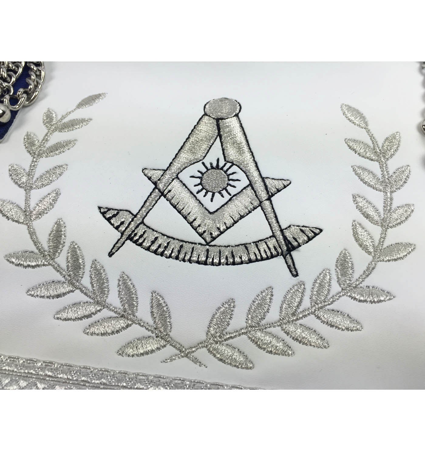 Masonic Blue Lodge Past Master Silver Machine Embroidery Freemasons Apron - kitchcutlery
 - 3