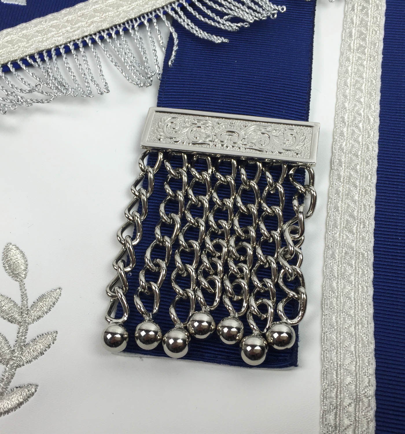 Masonic Blue Lodge Past Master Silver Machine Embroidery Freemasons Apron - kitchcutlery
 - 4