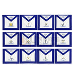 Masonic Blue Lodge Officers Apron Set of 12 Machine Embroidery Aprons