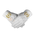 Masonic Cotton Gloves with Machine Embroidery  Square Compass and G Gold/Silver