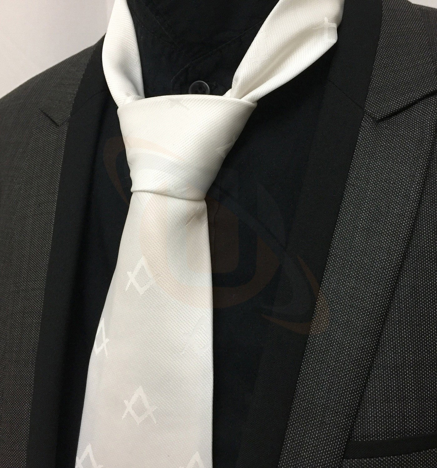 Masonic Masons Silk Tie with self print Square Compass White Unique Regalia