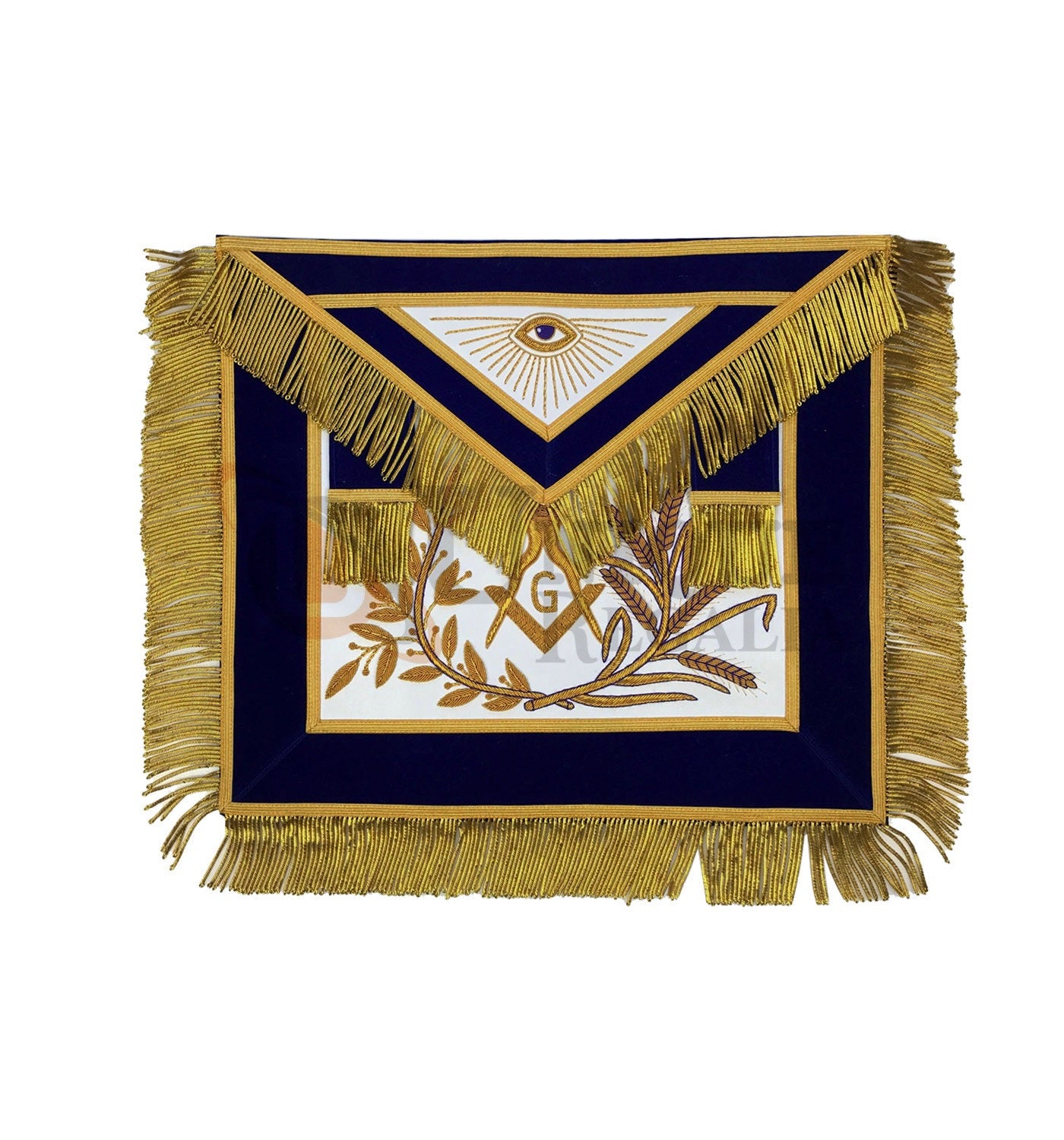 Masonic MASTER MASON Gold/Silver Embroided Apron square compass with G Blue