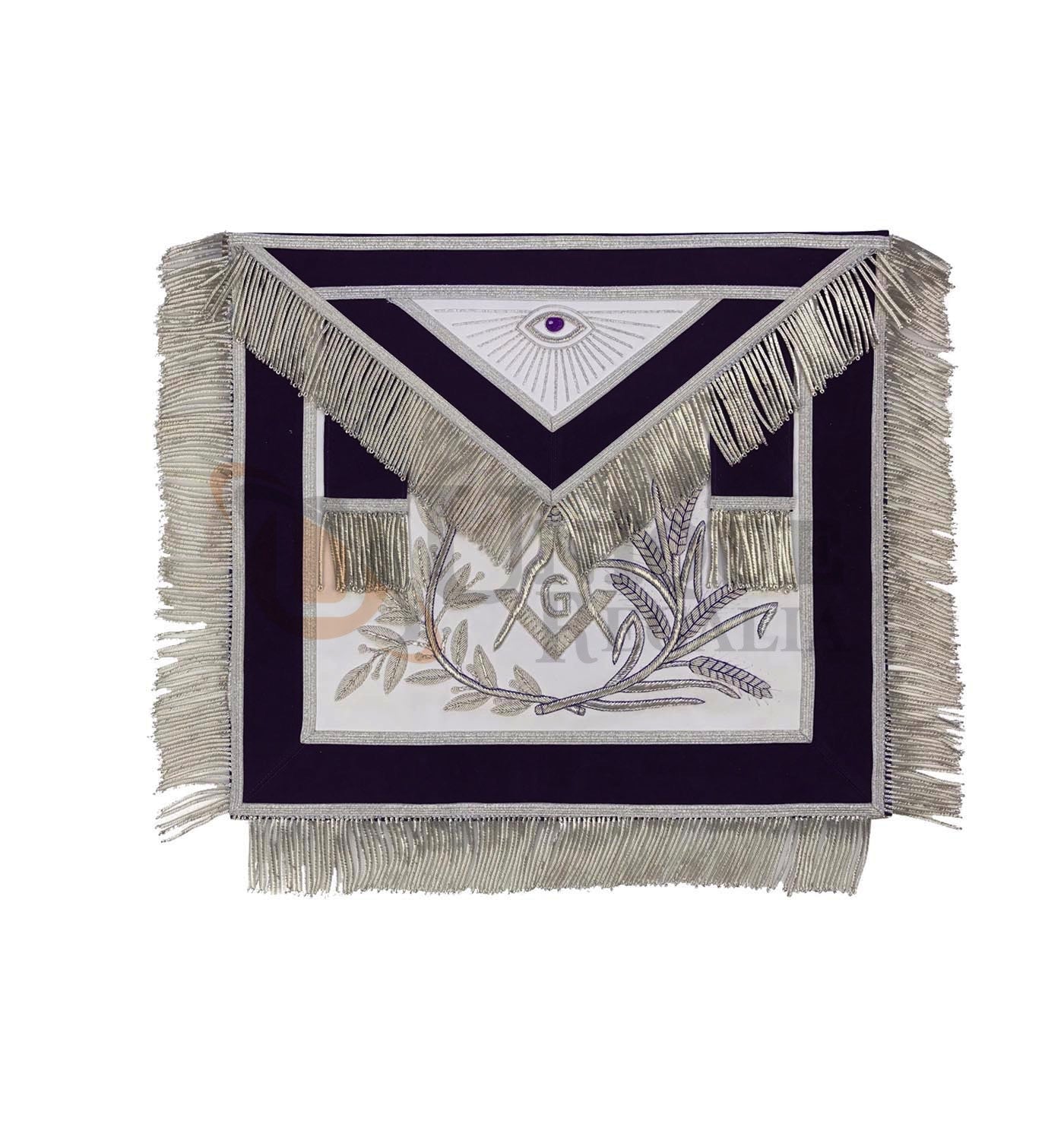 Masonic MASTER MASON Gold/Silver Embroided Apron square compass with G Purple