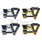 Master Mason Apron Hand Embroidery Apron Gauntlet and Collar Set Navy