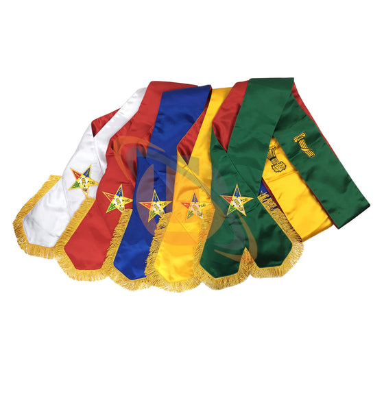 Masonic Order of Eastern Star OES complete Sash Set Set of 5 sashes Unique Regalia