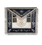 Masonic Blue Lodge Past Master Silver Handmade Embroidery Apron Navy