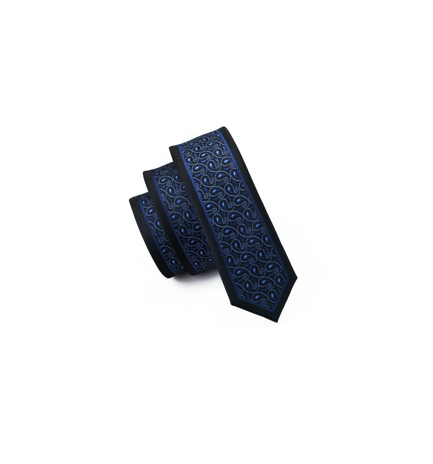 Men's Blue Paisley skinny Silk Tie Unique_Regalia