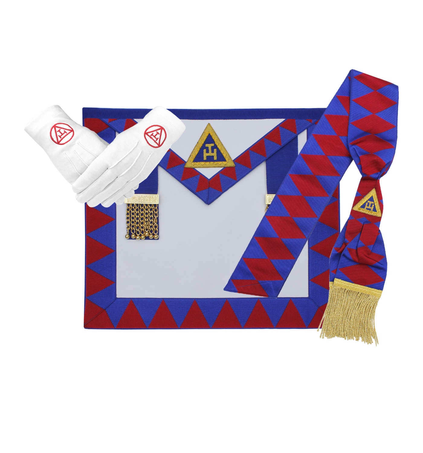 Masonic Regalia Royal Arch Provincial Apron,Sash,Gloves Set