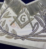 Masonic MASTER MASON Gold/Silver Embroided Apron square compass with G Blue