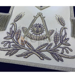 Masonic Past Master Hand Embroided Apron Gold/Silver  Embroidery Blue Velvet