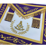 Masonic Blue Lodge Past Master Gold Machine Embroidery Purple Apron - kitchcutlery
 - 2