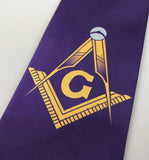 Masonic Sqaure compass and G Black tie purple Unique_Regalia