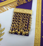 Masonic Blue Lodge Past Master Gold Machine Embroidery Purple Apron - kitchcutlery
 - 4