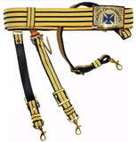 Knights Templar Past Grand Commander Black & Gold Sword Belt - Blue Cross