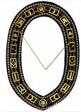 Blue Lodge Working Tools - Rhinestones Chain Collar - Gold/Silver on Blue + Free Case