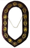 DOKO - Masonic Chain Collar - Gold on Maroon + Free Case