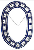 Blue Lodge Working Tools - Rhinestones Chain Collar - Gold/Silver on Blue + Free Case