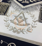 Masonic Blue Lodge Past Master Silver Handmade Embroidery Apron Navy - kitchcutlery
 - 2
