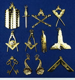 Masonic Blue Lodge Officers Collars Jewel Set of 12 pieces