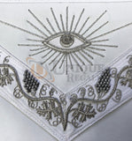 Masonic MASTER MASON Grand White Hand Embroided Apron with square compass G